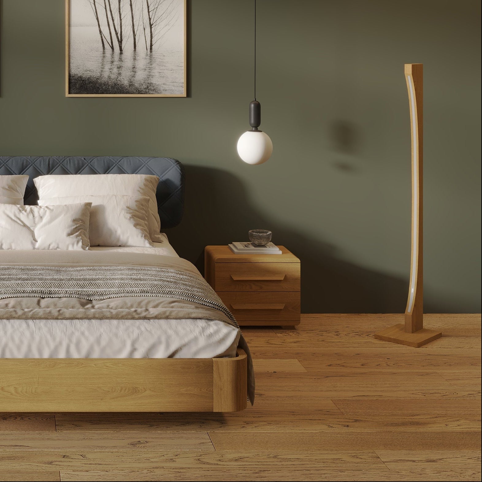 Floor Lamp Natural Oak