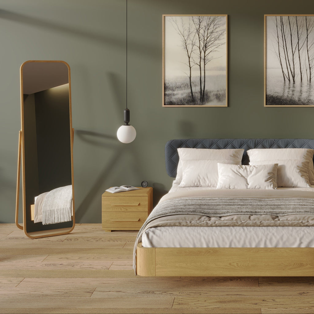 Floor Mirror Stained Brown Oak