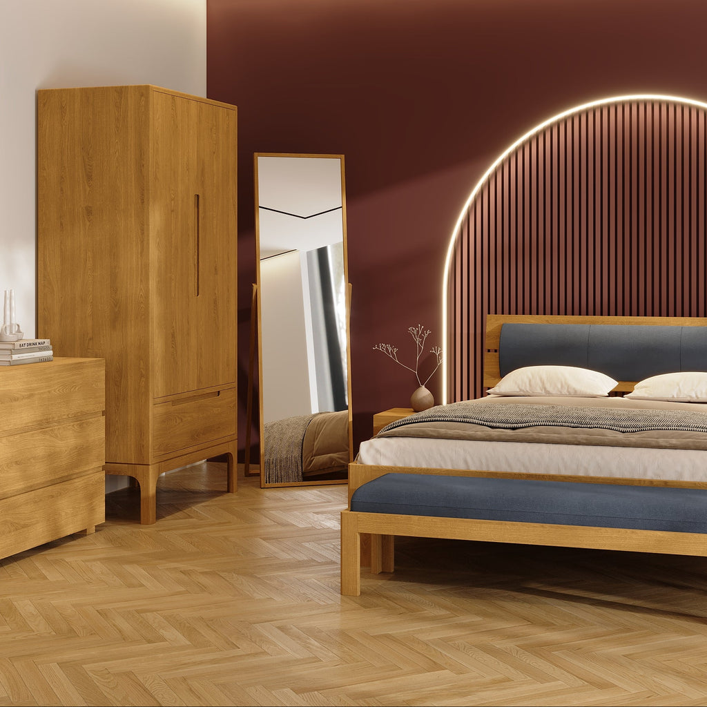 Bayamo Floor Mirror Stained Brown Oak