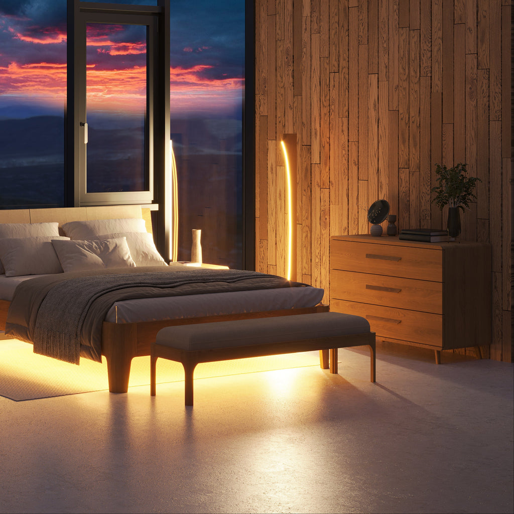 Floor Lamp Stained Brown Oak