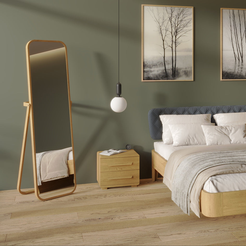 Floor Mirror Stained Brown Oak